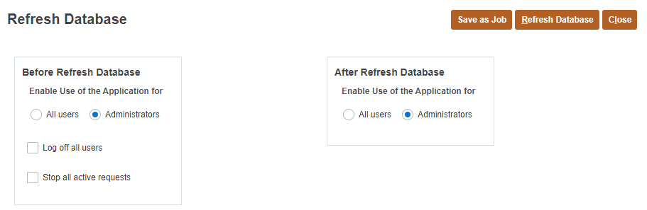 Refresh Database dialog box